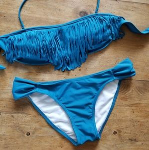 Blue Fringed Swimsuit
